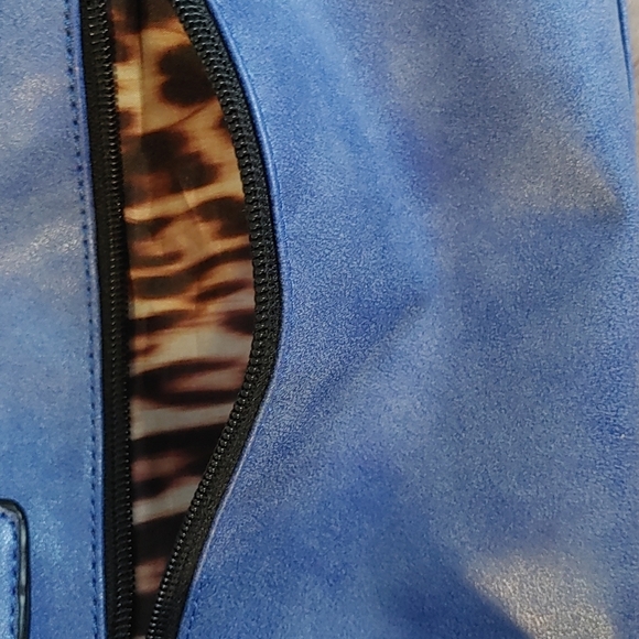 💚Nicole Miller Blue zipper satchel with crossbody strap - Picture 3 of 16